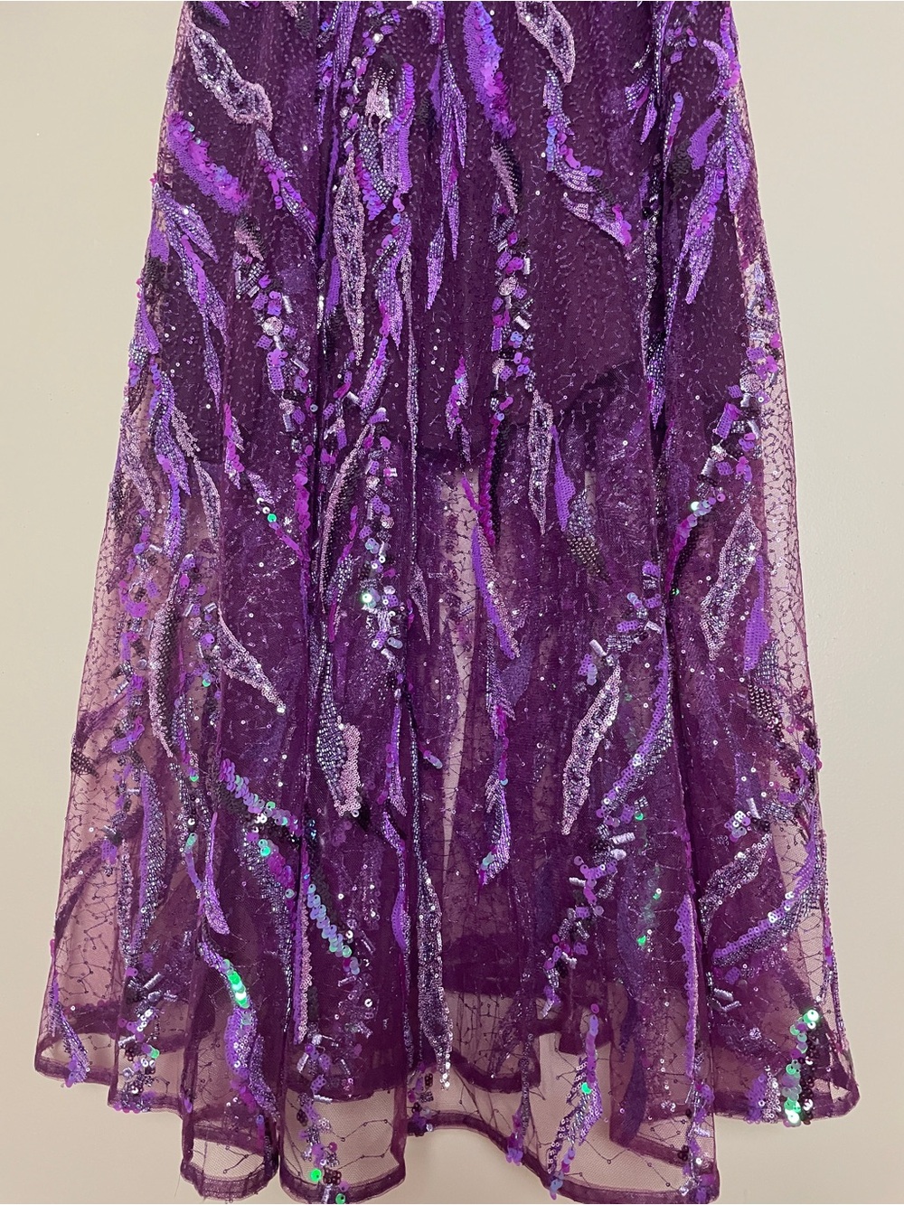 Dress the Population Cassandra Midi Dress XL Beaded Violet Multi Square Neck - Picture 7 of 16